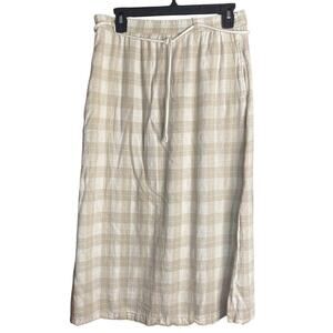 Neutral Preppy Isaac Mizrahi Linen Skirt Pockets Medium